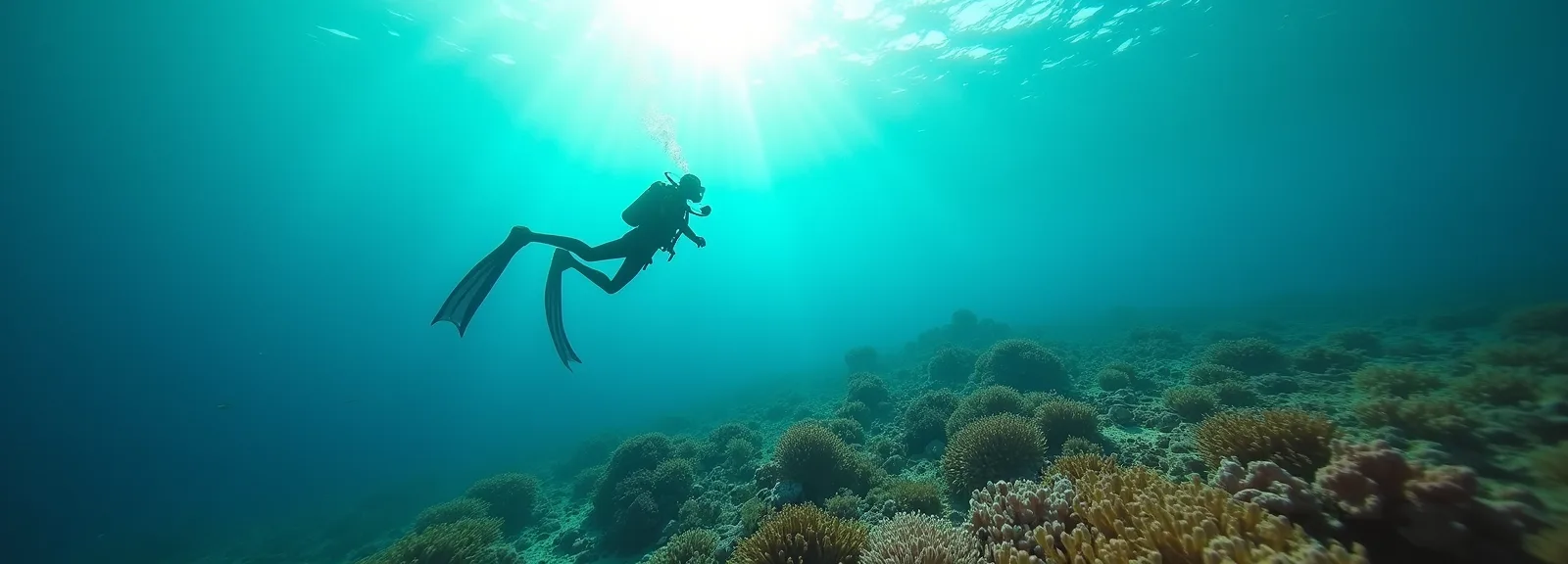 Scuba diving in crystal clear waters